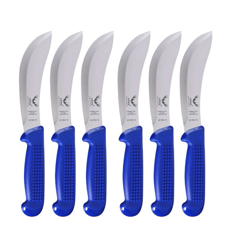 Vorn Antlorex 6-Pack 6" Curved Skinning Knife Set – German Stainless Steel Hollow Ground Butcher & Hunting Knives | Black, White, Blue or Pink