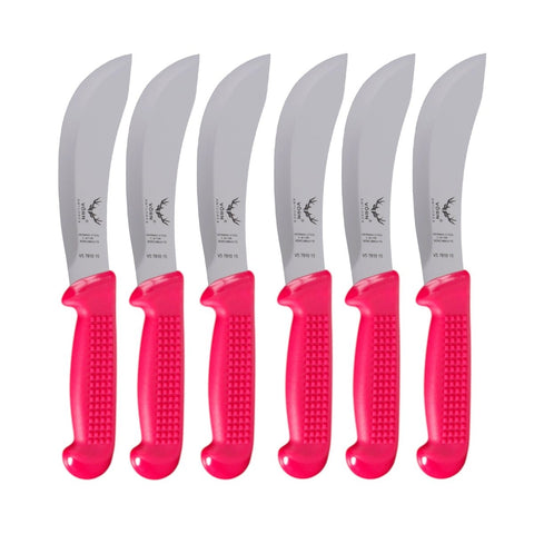 Vorn Antlorex 6-Pack 6" Curved Skinning Knife Set – German Stainless Steel Hollow Ground Butcher & Hunting Knives | Black, White, Blue or Pink
