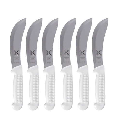 Vorn Antlorex 6-Pack 6" Curved Skinning Knife Set – German Stainless Steel Hollow Ground Butcher & Hunting Knives | Black, White, Blue or Pink