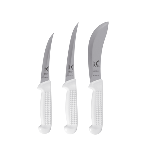 Vorn Antlorex Butcher Knife Set 5" & 6" Curved Hollow Ground Boning Knives & 6" Skinning Knife German Steel