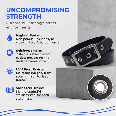 VORN ANTLOREX Food-Grade TPU Work Belt – 316 Marine Grade Stainless Steel | Butcher, Fishing & Marine