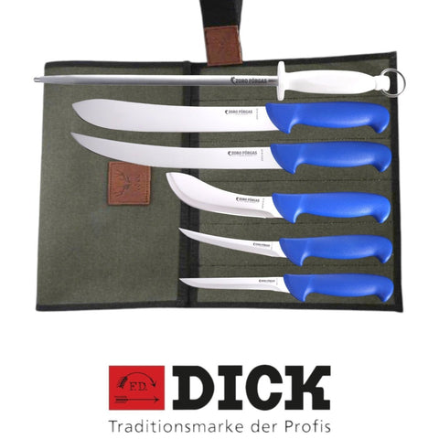 Zoro Forgas 6PCS All-Rounder Farm, Butcher & Hunter Knife Set with Canvas Wrap